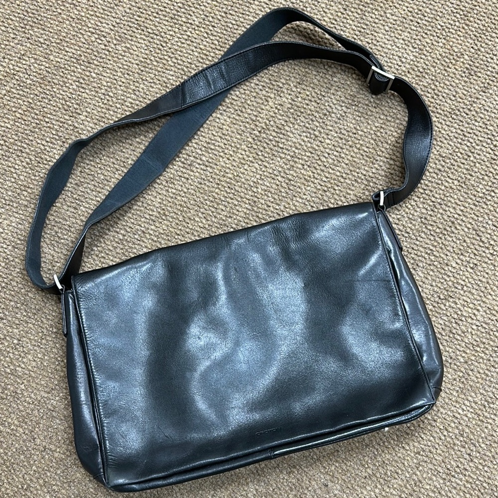 Black Leather Messenger Bag